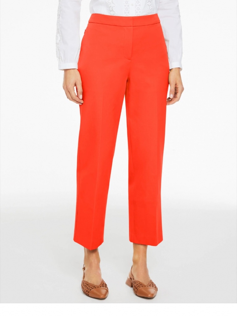 Talbots Orange STRAIGHT ANKLE COTTON BI-STRETCH PANTS 8